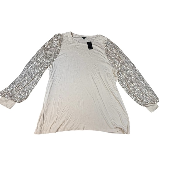 NWT Torrid Woman's Holiday Party Gold Sequin Long Sleeve Top Champagne Sz 4 - Picture 1 of 4